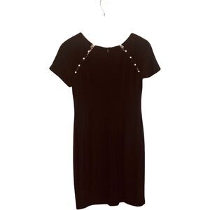 Joseph Ribkoff Pearl Shoulder Sheath Knee-Length Dress